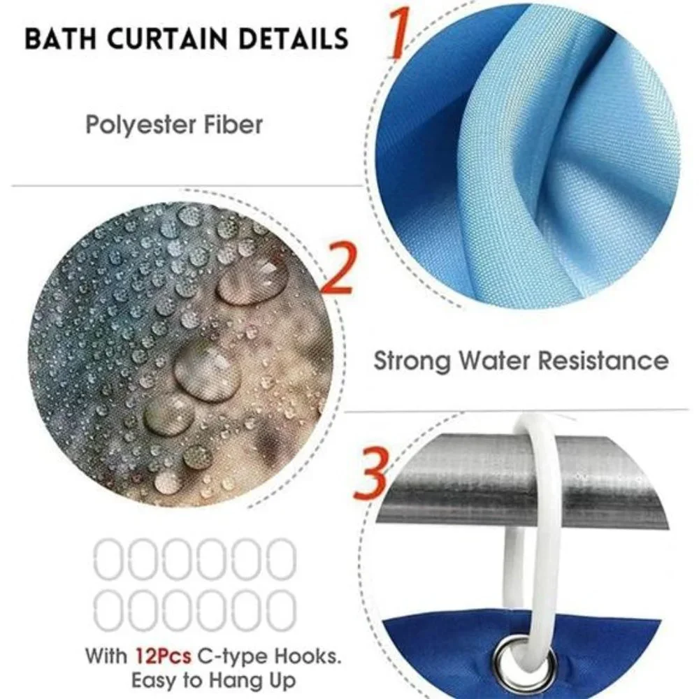 4 Pcs |  Christmas Shower Curtain Set |  Christmas Bathroom Home Decorations